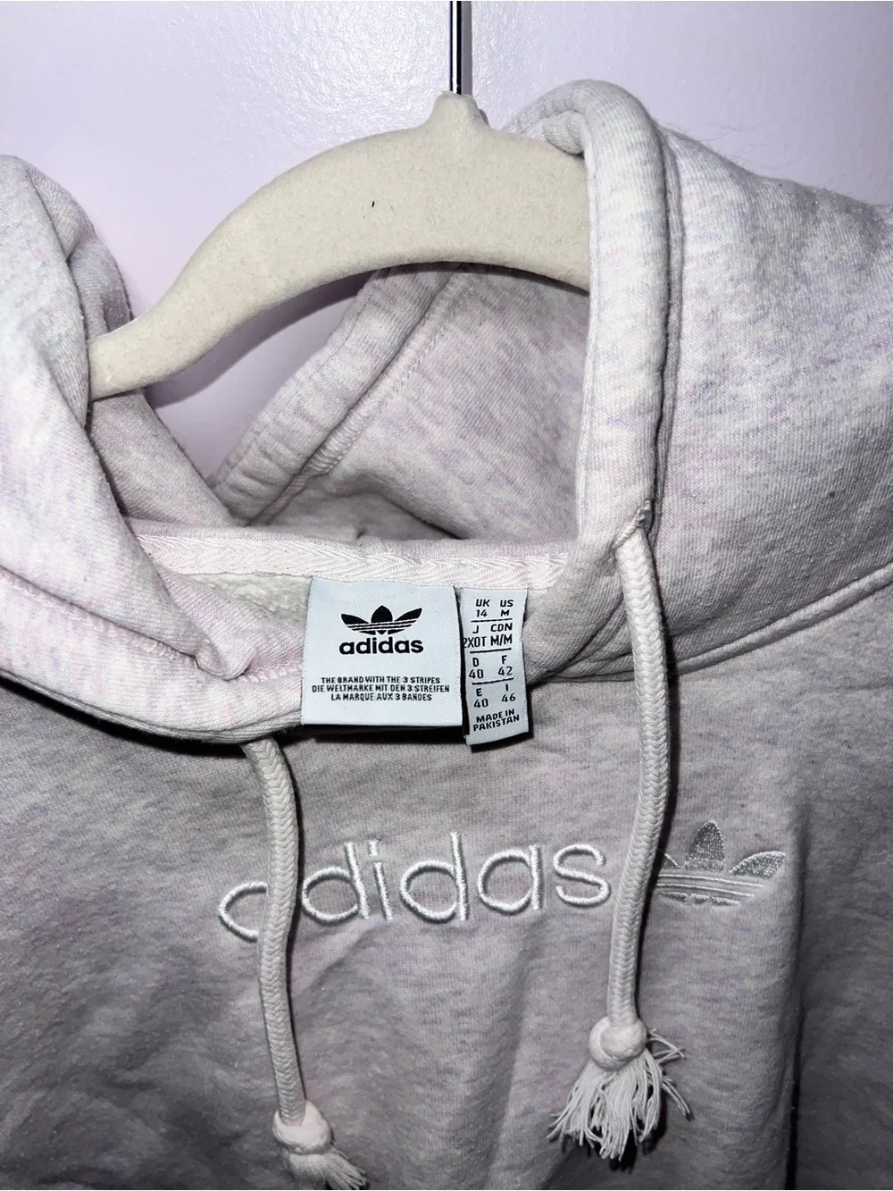 adidas Light Purple Cropped Crewneck Hoodie